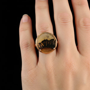 Antique Edwardian 14K Gold Large Dendritic Agate Ring - Boylerpf