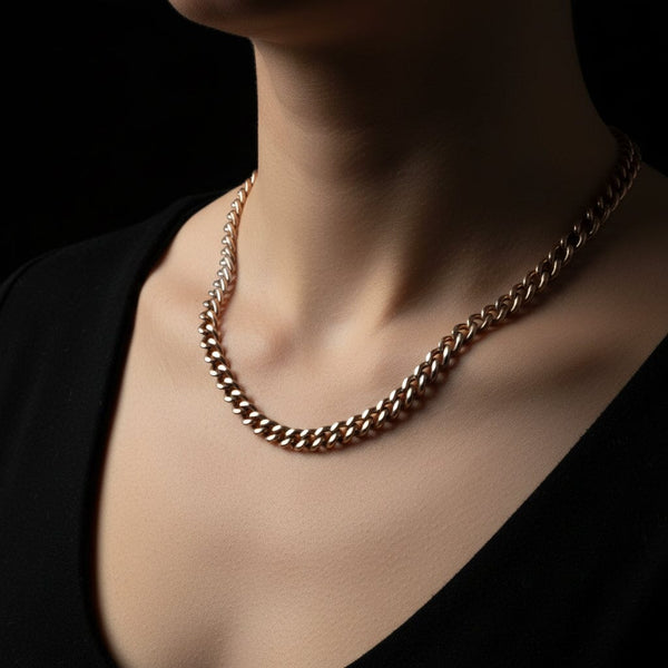 Antique Curb Link 14K Gold & Platinum Necklace