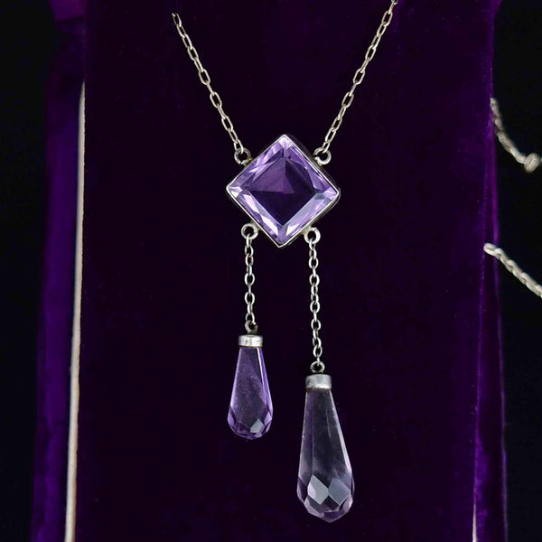 Antique Edwardian Silver Amethyst Negligee Necklace