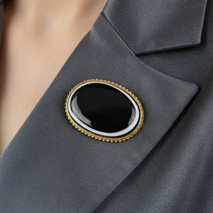 Antique Scottish Banded Bulls Eye Agate Brooch Pendant - Boylerpf