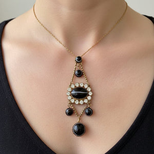 Victorian Revival Diamond Paste Bullseye Agate Pendant - Boylerpf