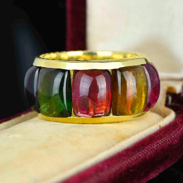 Stambolian 18K Gold Multi Color Cabochon Tourmaline Ring - Boylerpf