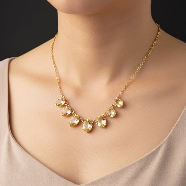 Antique Seven Stone Faceted Citrine Necklace