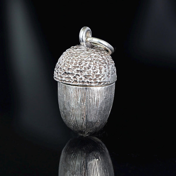 Sterling Silver Acorn Pendant Opening Squirrel Charm - Boylerpf