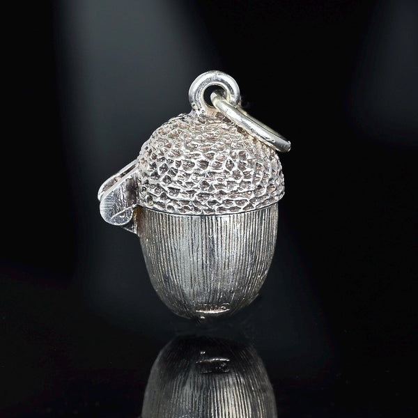 Sterling Silver Acorn Pendant Opening Squirrel Charm - Boylerpf