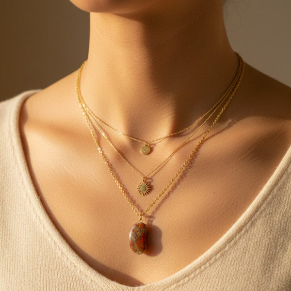 Vintage Moss Agate Lucky Bean Pendant in 9K Gold