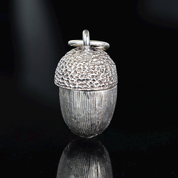 Sterling Silver Acorn Pendant Opening Squirrel Charm - Boylerpf