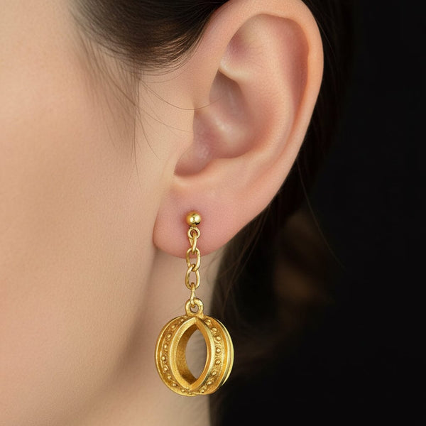 Antique Etruscan Sphere Ball Cutout Drop Earrings - Boylerpf