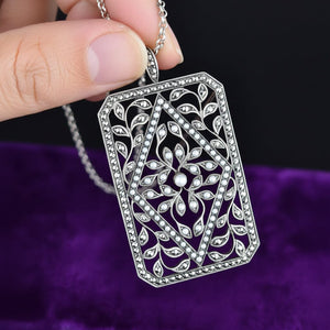 Art Deco Silver Marcasite Pearl Floral Brooch Pendant - Boylerpf