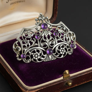 Antique Silver Cabochon Amethyst Brooch - Boylerpf