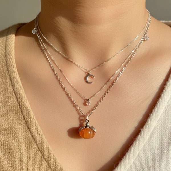 Vintage Orange Jade Pumpkin Charm Sterling Silver Pendant