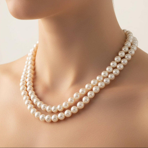 Vintage 14K Gold 36 inch Hand Knotted Pearl Strand Necklace