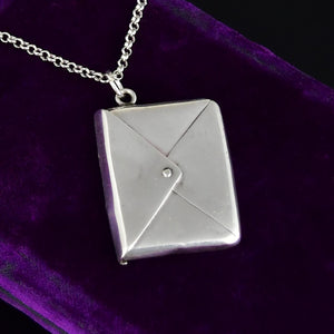 Antique Adie & Lovekin Stamp Holder Pendant Necklace Sterling - Boylerpf