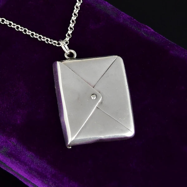 Antique Adie & Lovekin Stamp Holder Pendant Necklace Sterling - Boylerpf