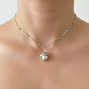 Sterling Silver Acorn Pendant Opening Squirrel Charm - Boylerpf