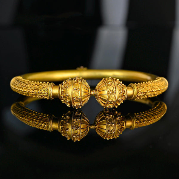 Antique Victorian 15K Gold Etruscan Cannetille Bangle Bracelet