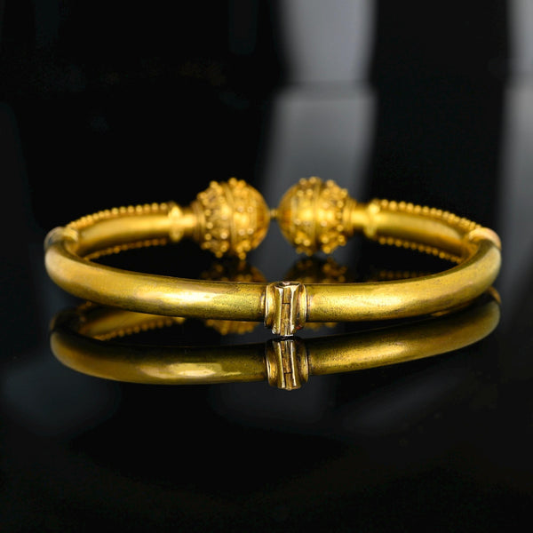 Antique Victorian 15K Gold Etruscan Cannetille Bangle Bracelet