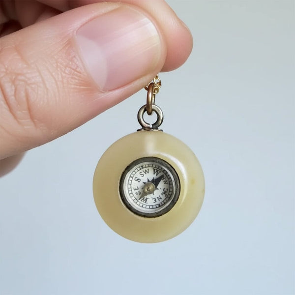 Antique Victorian Compass Pendant Agate Good Luck Charm - Boylerpf