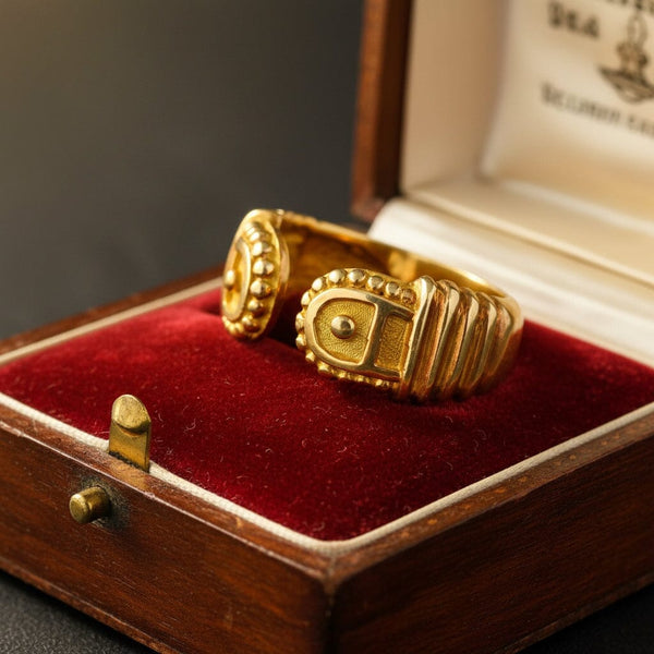 Vintage 14K Gold Wide Band Ring Stackable Wedding Band
