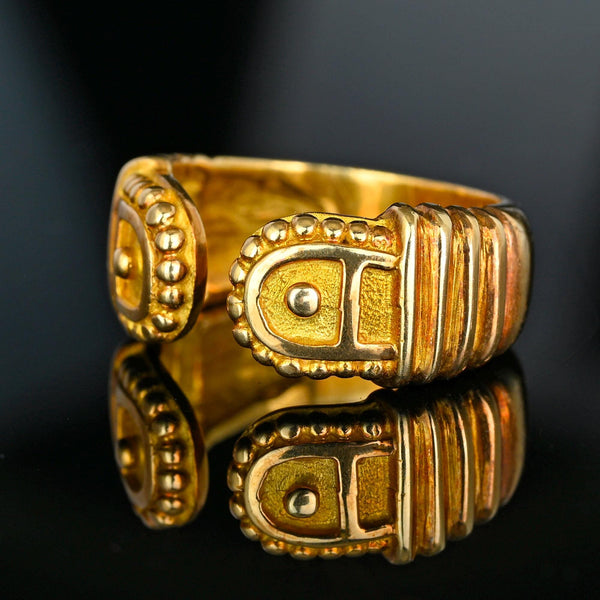 Vintage 14K Gold Wide Band Ring Stackable Wedding Band