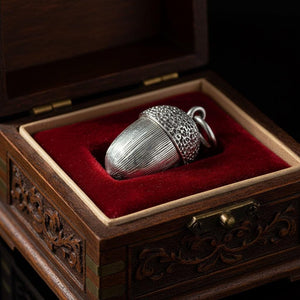 Sterling Silver Acorn Pendant Opening Squirrel Charm - Boylerpf
