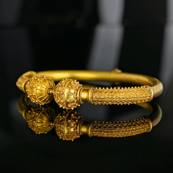 Antique Victorian 15K Gold Etruscan Cannetille Bangle Bracelet