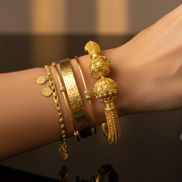 Antique Victorian 15K Gold Etruscan Cannetille Bangle Bracelet