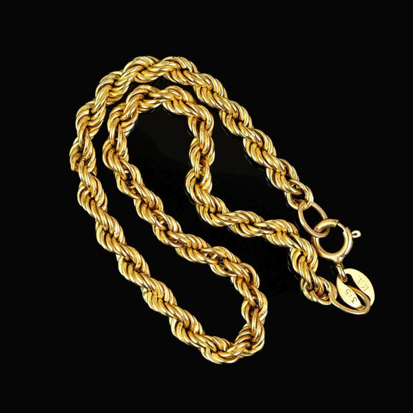 Vintage 9K Gold Rope Chain Bracelet | English Hallmarked