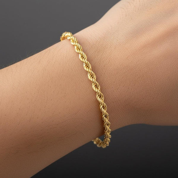 Vintage 9K Gold Rope Chain Bracelet | English Hallmarked