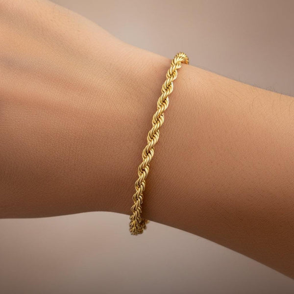 Vintage 9K Gold Rope Chain Bracelet | English Hallmarked