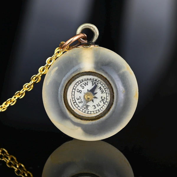 Antique Victorian Compass Pendant Agate Good Luck Charm - Boylerpf