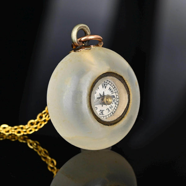 Antique Victorian Compass Pendant Agate Good Luck Charm - Boylerpf