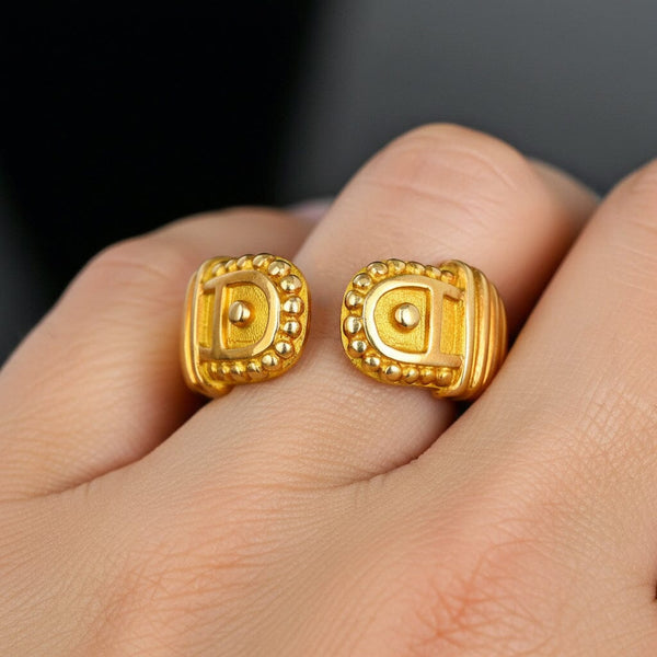 Vintage 14K Gold Wide Band Ring Stackable Wedding Band