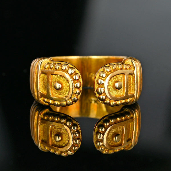 Vintage 14K Gold Wide Band Ring Stackable Wedding Band