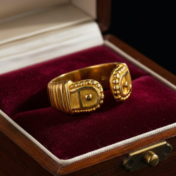 Vintage 14K Gold Wide Band Ring Stackable Wedding Band