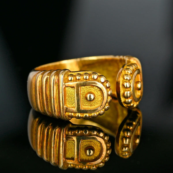 Vintage 14K Gold Wide Band Ring Stackable Wedding Band
