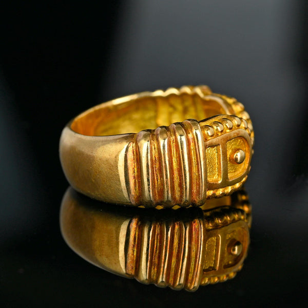 Vintage 14K Gold Wide Band Ring Stackable Wedding Band