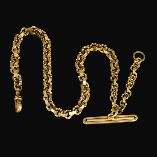 Antique Edwardian Gold Gilt Metal Watch Chain Necklace