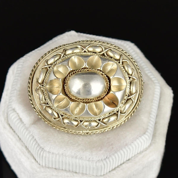 Antique Sterling Silver Victorian Rope Locket Brooch