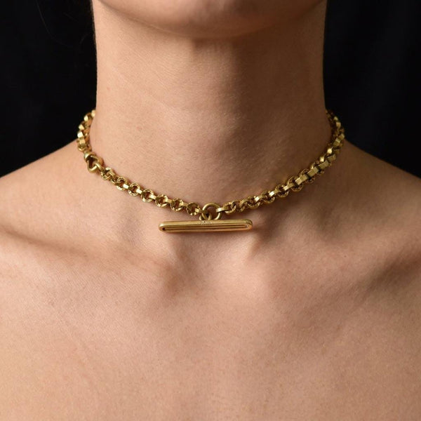 Antique Edwardian Gold Gilt Metal Watch Chain Necklace