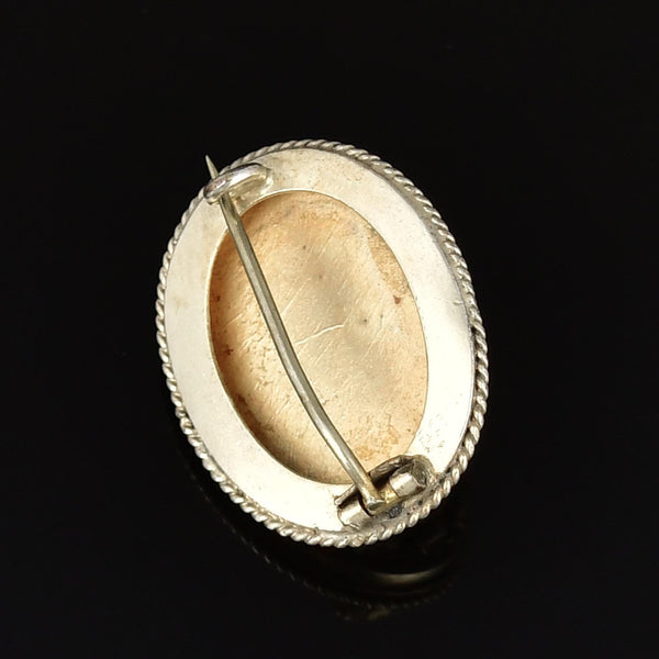 Antique Sterling Silver Victorian Rope Locket Brooch