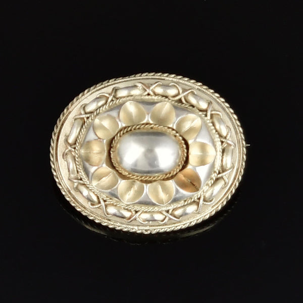 Antique Sterling Silver Victorian Rope Locket Brooch