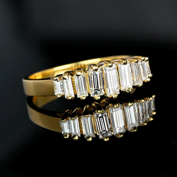 Vintage 1 CTW Baguette Diamond Ring Band in 14K Gold