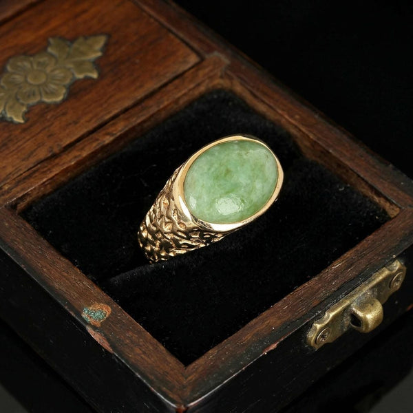 Vintage 14K Gold Jadeite Jade Signet Ring