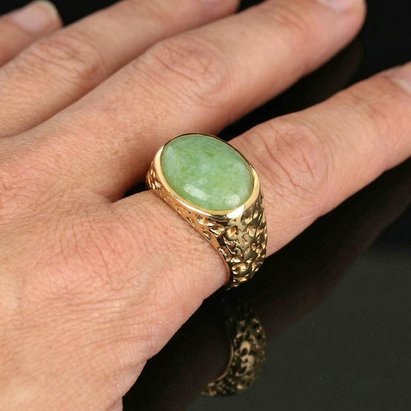 Vintage 14K Gold Jadeite Jade Signet Ring