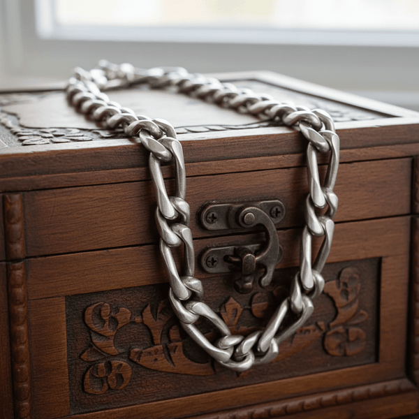 Heavy Sterling Silver Figaro Chain Necklace, 23” 184g Unisex