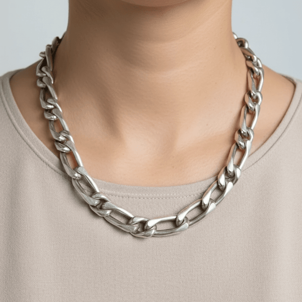 Heavy Sterling Silver Figaro Chain Necklace, 23” 184g Unisex