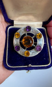 Antique Victorian Cairngorm Citrine Amethyst Brooch - Boylerpf