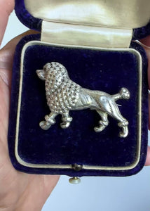 Antique Sterling Silver Poodle Dog Figural Brooch - Boylerpf