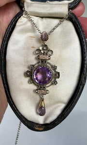 Antique Edwardian Amethyst Pendant Necklace 4.75 Carat - Boylerpf